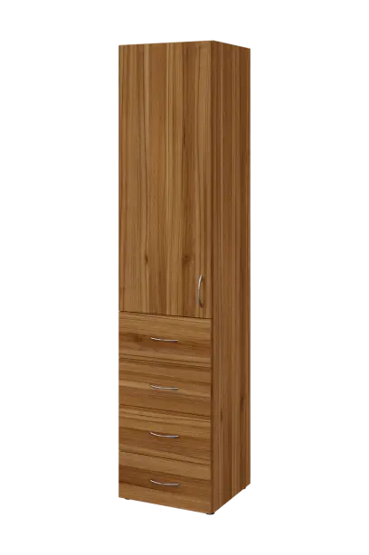 NN 5 - 44ZD skříň vysoká, 4-zásuvková/1-dveřová, levá, 1800x400x400, ořech světlý